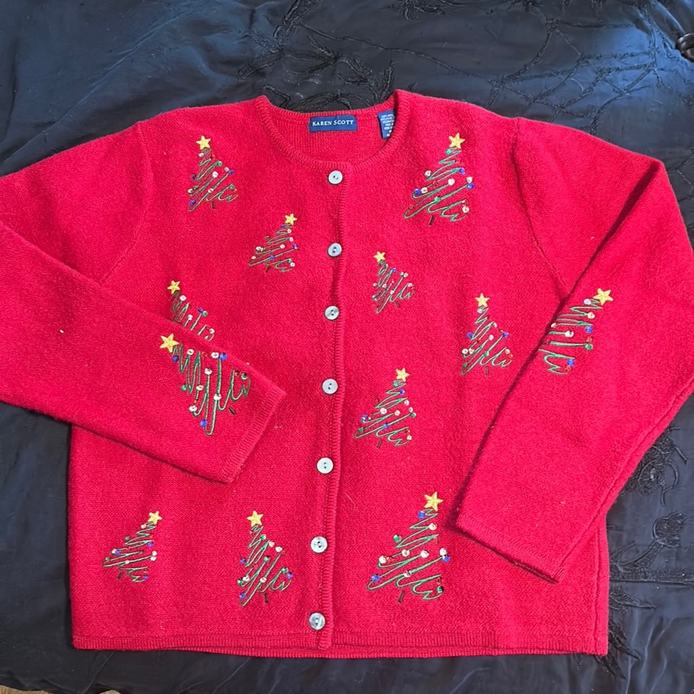 Karen Scott Red Christmas Sweater